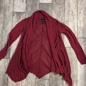 Cynthia Rowley Deep Red Open-Front Cardigan
